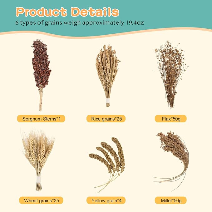 Hamster Spray Set - Natural Snack Grains & Chew Toys for Cage Decoration Accessories, Soft Bedding for Dwarf Syrian Hamsters, Gerbils, Mice & Small Pets