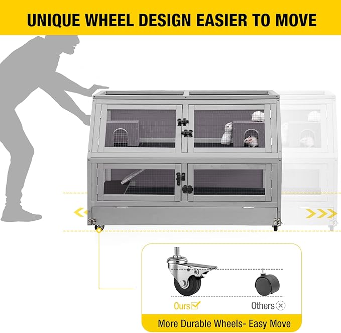 Aivituvin Guinea Pig Cage Chew Proof Hamster Cage Metal Frame Rat House Small Animal Habitat Critter Nation Cage 2 Levels Double Use Movable