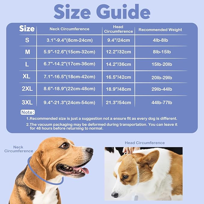 IDOMIK Dog Recovery Collar, Waterproof Soft Dog Cone After Surgery, Comfy Protective Elizabethan Collar Alternative for Dogs Cats, Adjustable Pet Neck Donut Cone Anti-Licking Biting Wounds,Blue,3XL