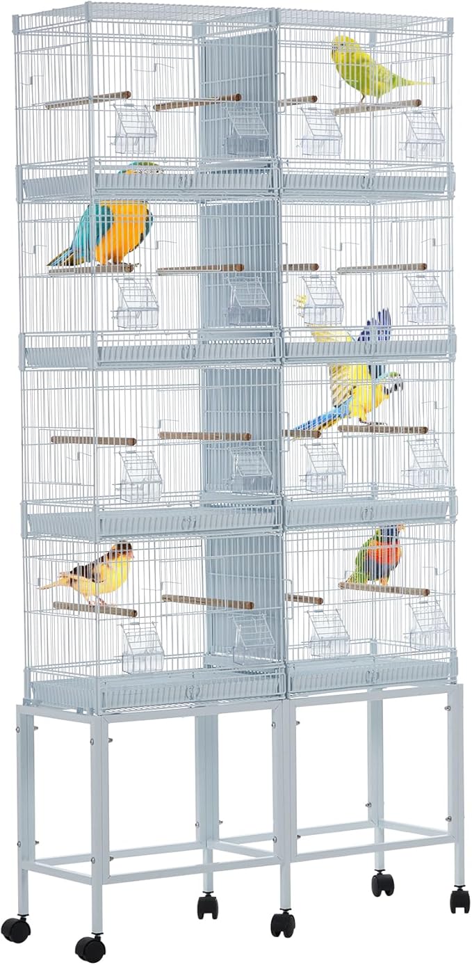 Lot-4 Breeding Bird Cage, Parrot Cage, Stackable Center Divided Breeder,Seperate Removable Tray, Removable Divider, Lockable Caster, for Birds and Finch