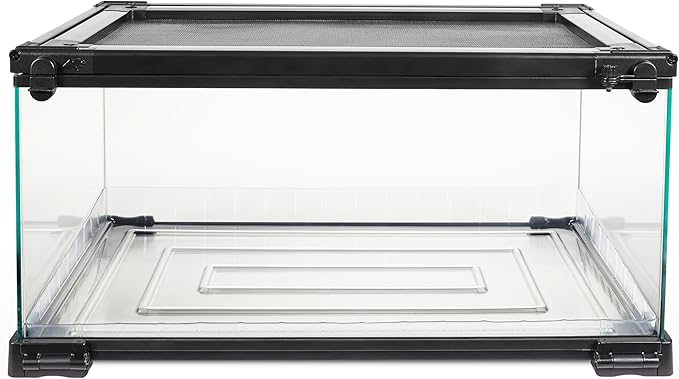Zilla QuickBuild Reptile 10 Gallon Glass Terrarium Habitat with Bedding Tray For Geckos, Snakes, Lizards, Frogs, Turtles, and Tortoises, 20" x 12" x 10"