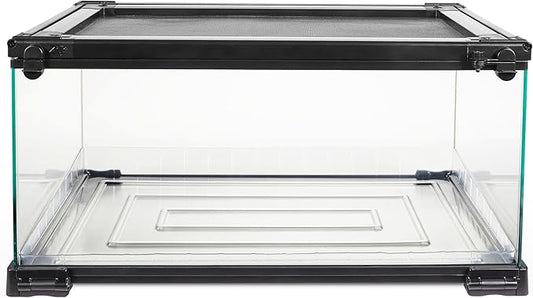 Zilla QuickBuild Reptile 10 Gallon Glass Terrarium Habitat with Bedding Tray For Geckos, Snakes, Lizards, Frogs, Turtles, and Tortoises, 20" x 12" x 10"