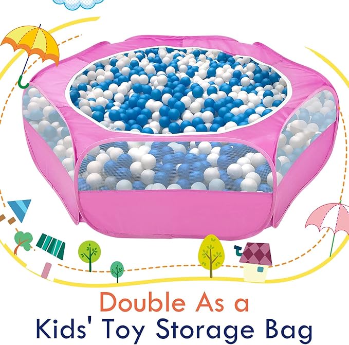 Pawaboo Small Animals Playpen, Waterproof Small Pet Cage Tent with Zippered Cover, Portable Outdoor Yard Fence with 3 Metal Rod for Chick/Kitten/Puppy/Guinea Pig/Rabbits/Hamster/Chinchillas,Magenta