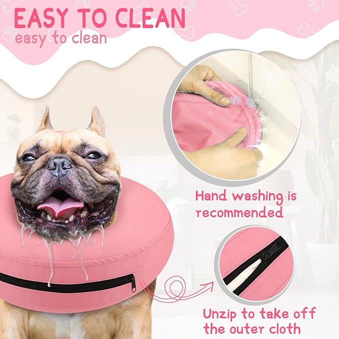 Supet Inflatable Dog Cone Collar for Large Medium Small Dogs, Soft Cone Collar for Dogs Cats, ECollar Doggie Neck Donut Dog Cone Alternative After Surgery