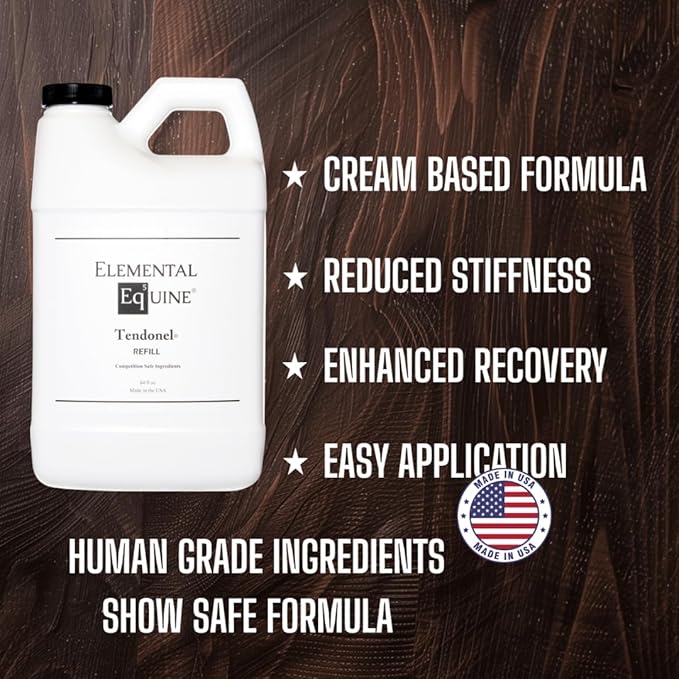 Elemental Equine Tendonel 64oz Liniment Rub for Horses - Soothe and Relax Tired Muscles While Providing Relief and Reduced Stiffness