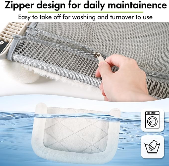 Cat Window Sill Perch with Large Bolster, Easy to Adjust & Assemble Cat Window Seat for Windowsill & Bedside, Pet Hammock Bed for Large Cats and Kittens (White, L)