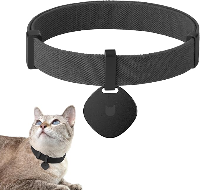 Safety Cat Collar Pro and Tag Set - U.S. IDA Gold Award, Elastic Release Cat Collar Charm Tag, Non Breakaway Cat Collar Adjustable with Charm for Kitten Small Large Cats (Midnight Black, M)