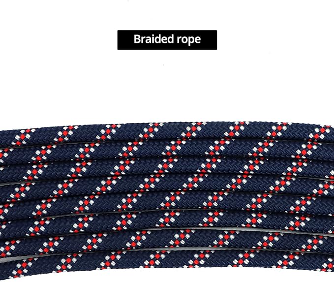 QWORK Adjustable Horse Training and Lunging Aid with Rear Fleece Cover, Navy/Red, Encourages Proper Head Carriage and Comfortable Stretching, Durable Braided Nylon Rope with Metal Clips,