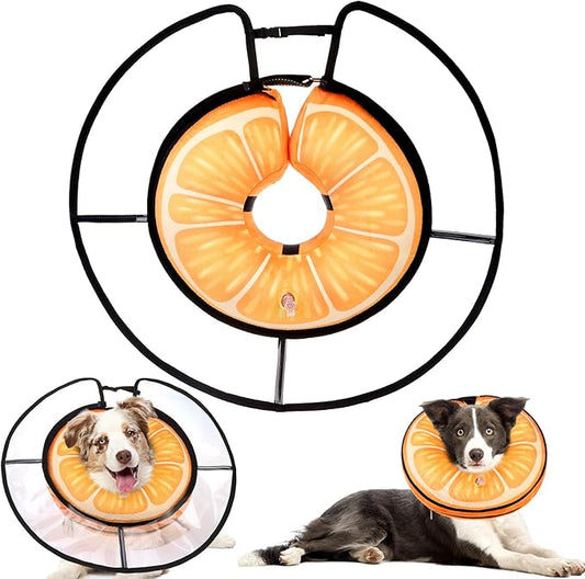KOOLTAIL Inflatable Dog Cone Collar, Protective Dog Recovery E Collar for Medium Large Dogs After Surgery, Soft Adjustable Dog Neck Donut Cone with Enhanced Anti-Licking Does Not Impede Vision, M+
