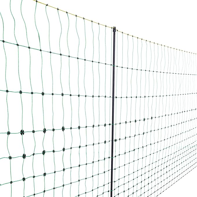 VEVOR Electric Fence Netting, 48" H x 100' L, PE Net Fencing Kit with Posts & Double-Spiked Stakes, Utility Portable Mesh for Chickens, Ducks, Geese, Rabbits, Used in Backyards, Farms, and Ranches