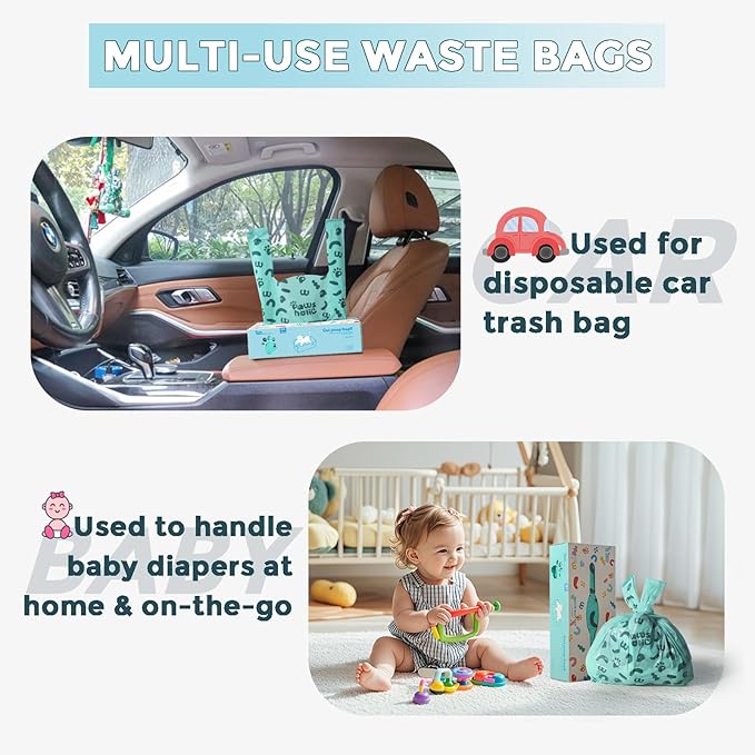 Cat Litter Bags Biodegradable 100% Leak-Proof Cat Poop Bags with Handle, 360 Counts, Cornstarch Based Extra Thick, Easy Tie Pet Waste Pick Up Bag (Lavender Scented)