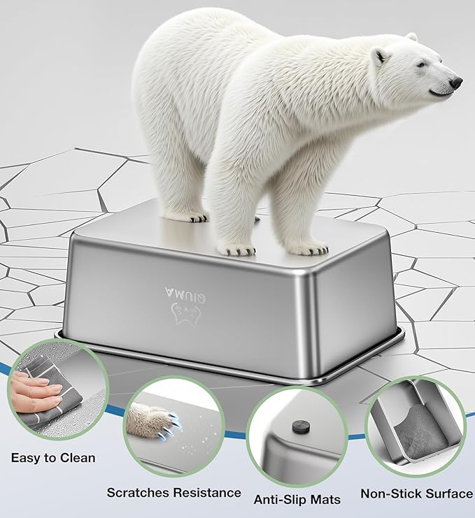 Extra Large Stainless Steel Cat Litter Box, 27.5" L×19.6" W×5.9" H, XXL Metal Kitty Litter Pan with High Sides, Odor-Free, Non-Stick, Easy to Clean, Ideal for Big Cats & Multi-Cat