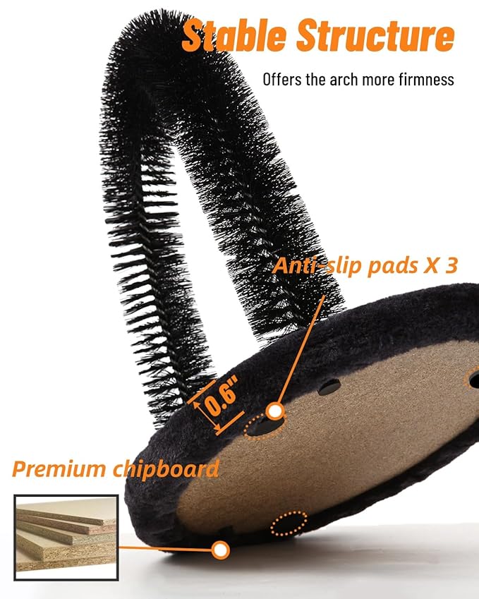 Happi N Pets Cat Self Groomer, Arch Grooming Brush wtih Heavy Duty Woven Sisal Pad, Rubbing Post & Catnip Toy, Cat Face Scratchers Body Massager, Cat Scratchers for Indoor Cats, Black