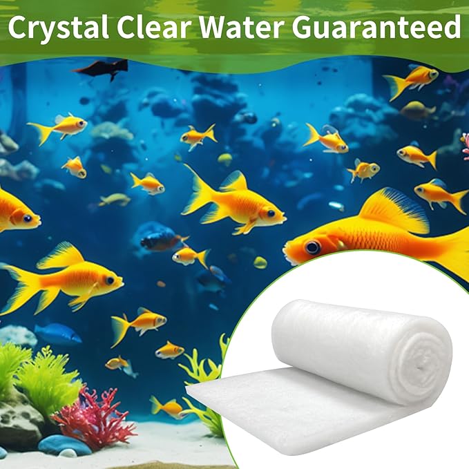 Aquarium Filter Floss for Fish Tank Filters -Micro Fine Multi-Layer Aquarium Filter Pad-Filter Media Roll for Crystal Clear Water Cut to Size 12"x72"x0.13"