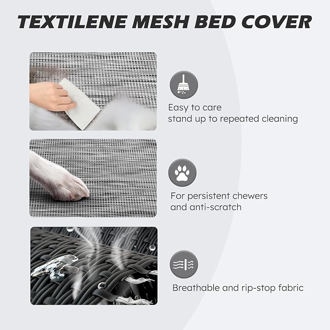 Heeyoo Elevated Dog Bed, Cooling Raised Pet Cot with Chew Proof Washable Breathable Mesh and Metal Frame, Portable Dog Cot Bed with No-Slip Feet for Outdoor or Indoor Use