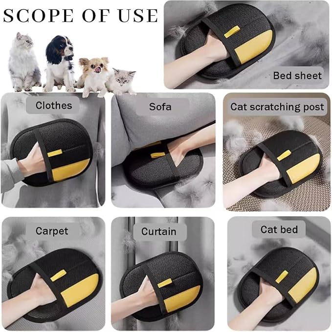 Whisker Gizmo Pet Hair Remover，Reusable Pet Hair Remover Glove，Pet Hair Removal Glove, Ultimate Pet Grooming Glove for Cats & Dogs - Dual-Sided Electrostatic Pet Hair Remover Mittens (1PCS)