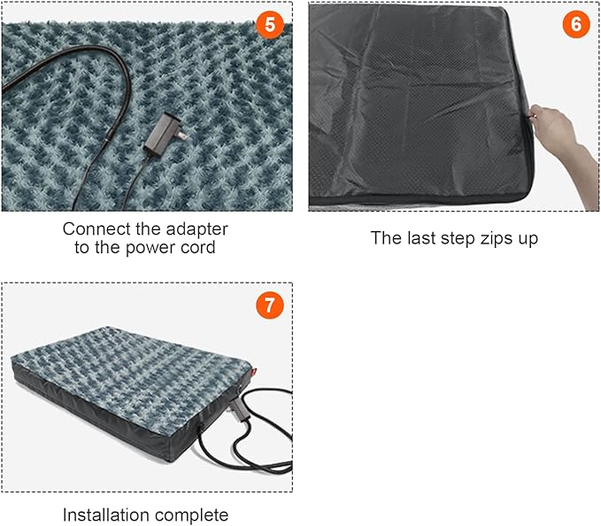 Heated Dog Bed with12V～24V Safe Voltage, Electric Heating Arthritis Orthopedic Dog Bed with Thickened Memory Foam, Heated Pet Bed with Waterproof Cover for Medium Dogs, Large Dogs (Medium)