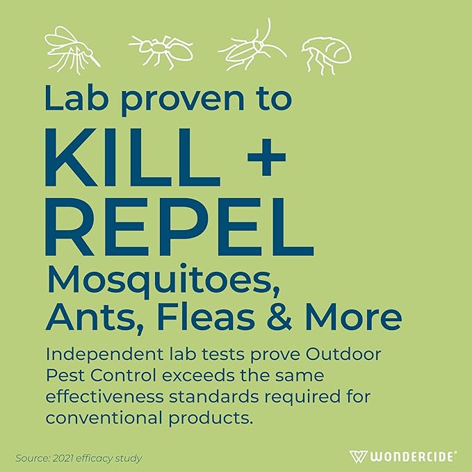 Wondercide - Outdoor Pest Control Spray with Natural Essential Oils - Mosquito, Ant, Insect Repellent, Treatment, Killer - Safe Around Pets Kids 32 oz