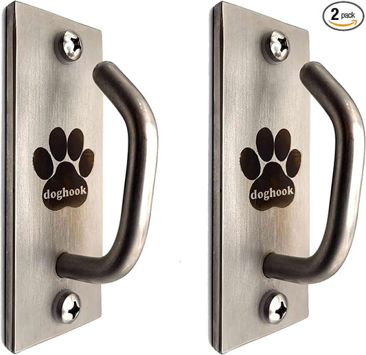 Canine Hitch- Secure Dog Leash Parking Mounted Indoor – Outdoor Wall Hook - Tie Out Stainless Steel Practical Lead Management for Home & Business, Standard Size 2 Pack
