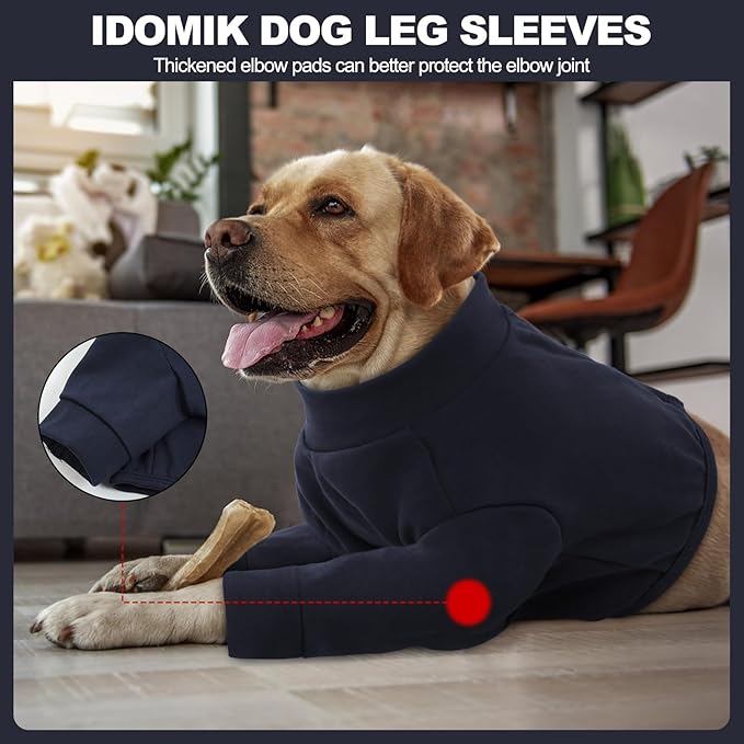 IDOMIK Dog Recovery Suit, Dog Surgery Recovery Suit Front Legs, Comfy Joint Leg Sleeves After Surgery, Elbow Braces Protector for Leg Injuries & Joint Pain, Cone Collar Alternatives,Navy,S