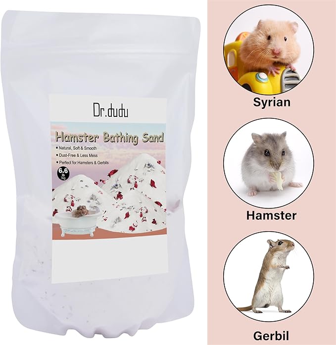 DR.DUDU Hamster Bath Sand, 6.6lb Dust Free Desert Sand or Potty Litter Sand for Hamster Chinchillas Gerbil Syrian Mice Small Animals (White, Flower Smell)