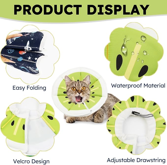 Cat Cone Collar Soft, Waterproof Cat Recovery Collar After Surgery, Adjustable Pet Donut Collar, Safety Elizabethan Collar to Prevent Licking Wounds for Kittens, Pet Cone Alternative