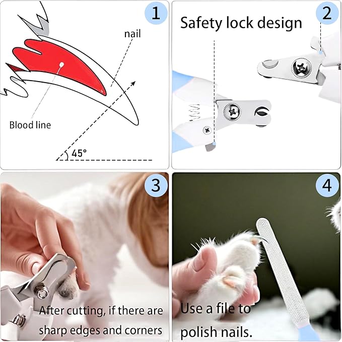 Zoocozy Cat Dog Pets Nail Clippers and Trimmers, Cat Grooming Supplies with Safety Guard, Avoid Overcutting, for Cat Dog Kitten Puppy Rabbit Guinea(Blue)