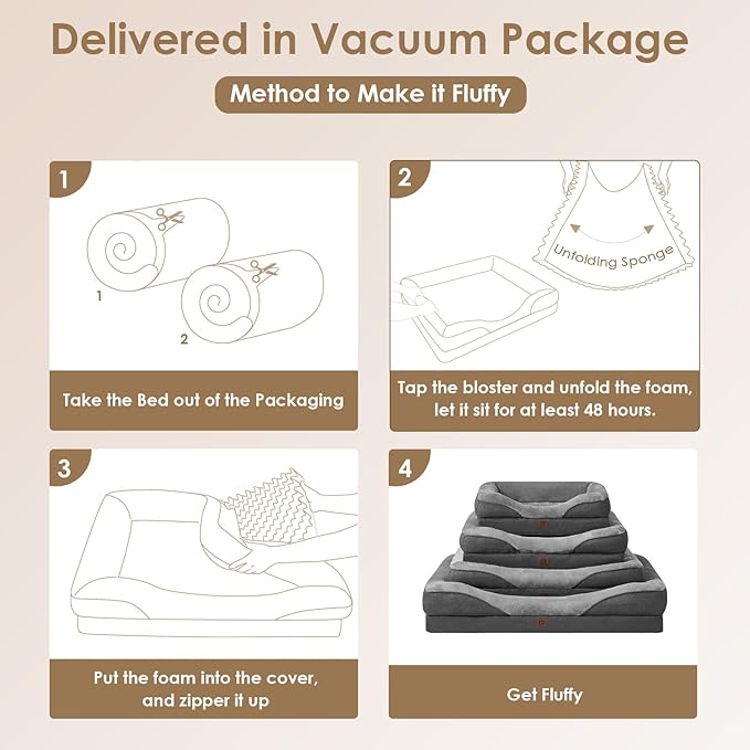 EHEYCIGA Memory Foam Dog Bed for Large Sized, Orthopedic Dog Sofa with Sides and Waterproof Liner, Washable Bolster Pet Bed Couch with Removable Cover, 36x27x7 Inch, Grey