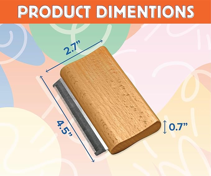 Jocomb Wooden Deshedding Brush for Dogs, Cats & Horses - Gentle Grooming Tool for Thick, Short & Wiry Coats - Dematting Pet Brush for Shedding Control & Comfort