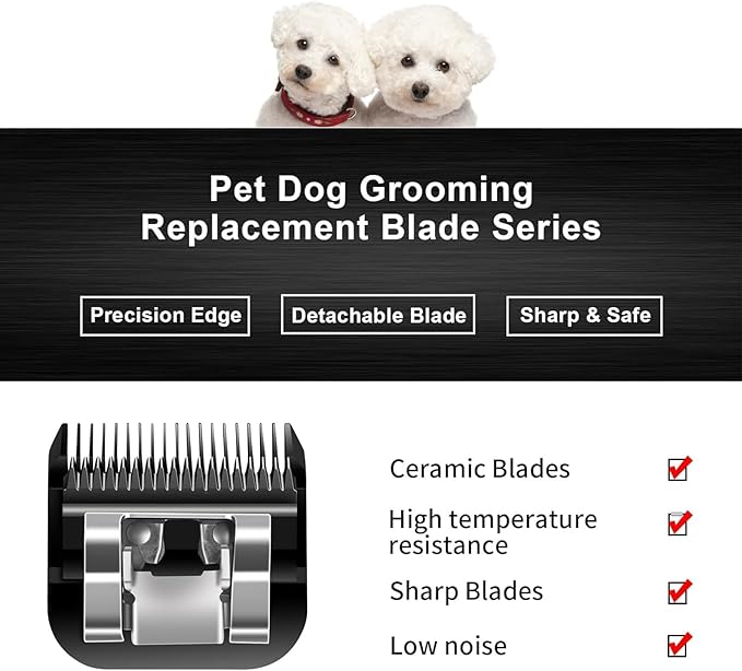 4F Blades Dog Grooming Blades Compatible with Andis/Oster A5/Wahl KM-10 Series Dog Clippers,Detachable Clipper Replacement Blade,Black(4FC/3PCS)