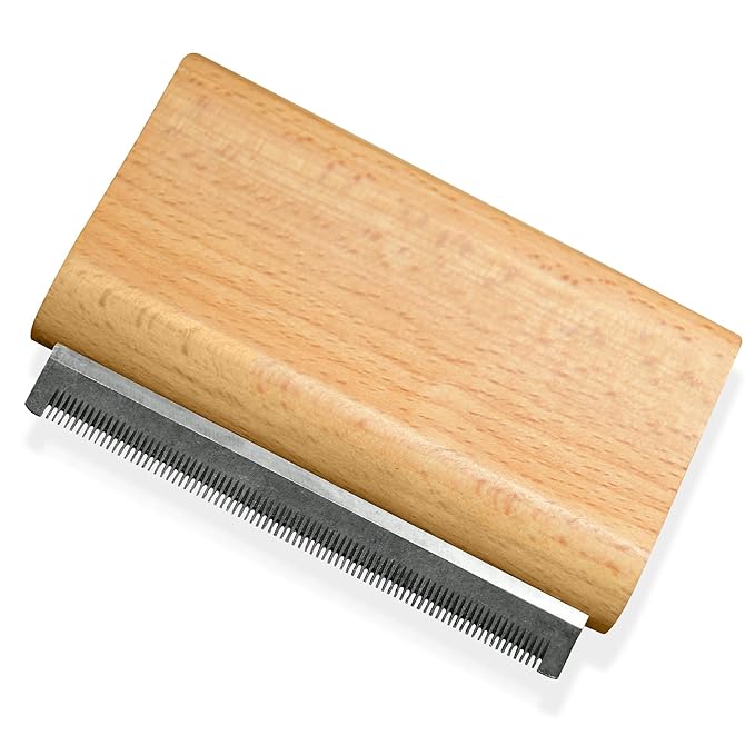 Jocomb Wooden Deshedding Brush for Dogs, Cats & Horses - Gentle Grooming Tool for Thick, Short & Wiry Coats - Dematting Pet Brush for Shedding Control & Comfort