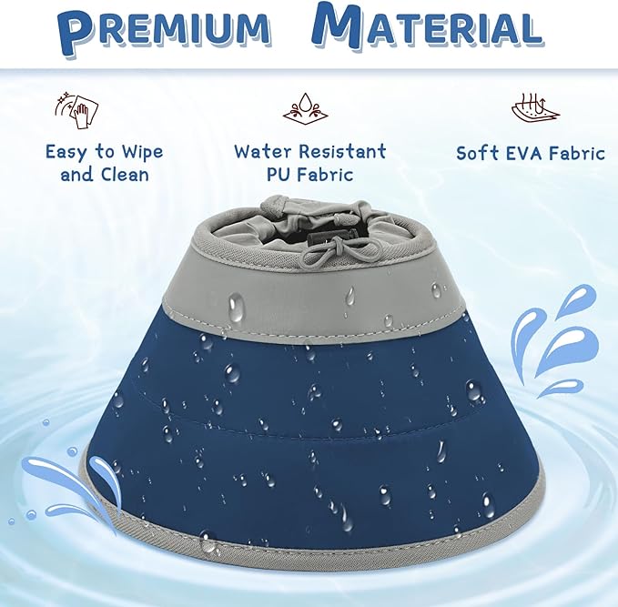 Cat Cone Collar Soft to Stop Licking, Adjustable, Foldable Lightweight Kitten Cones After Surgery Recovery for Cats & Kittens, Cat Cone Alternative (Solid Blue, L)