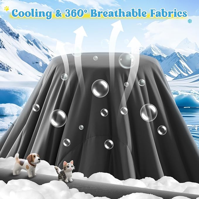 Cooling Blanket for Dogs, Lightweight & Durable Dog Cooling Mat, Q-MAX>0.45 Soft Breathable Pets Comforter for Couch, Bed & Car Essential - Dark Grey 50x60 Inches