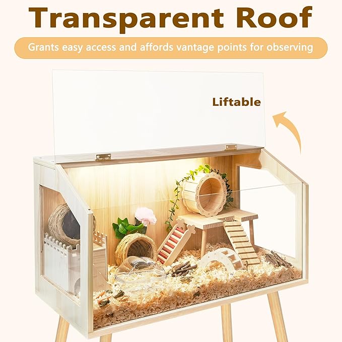 Hamster Cage with Legs, Guinea Pig Cages Chew Proof, Hamster House, Hamster Cages and Habitats, 24" L x 16" W x 40" H