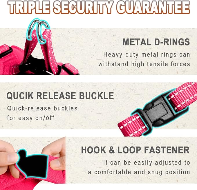 Dog Harness Step in Dog Vest Harness, Reflective Adjustable Puppy No Pull Harness Breathable Soft for Small and Medium Dogs Cats, Pink, XXS