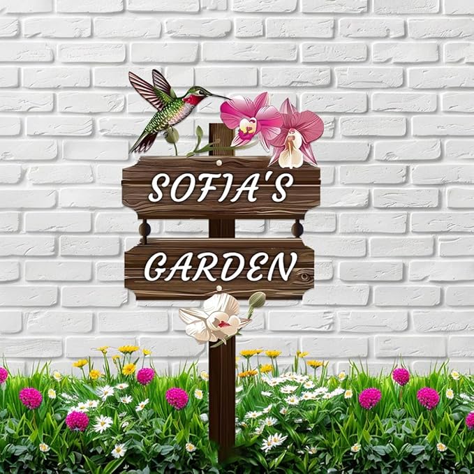 Personalized Watercolor Bird Metal Sign with Stake,Custom Gardener Last Name Signs Outdoor Decor,Customized Gardening Housewarming Gifts,Birds on the Branch Plaques for Patio Lawn Porch Backyard Farm