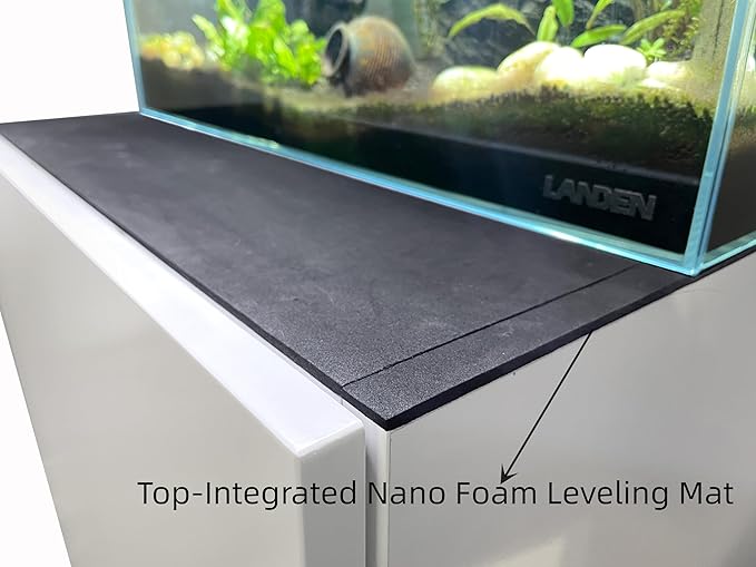 LANDEN Aquarium Wooden Stand and Cabinet for up to 20 Gal Tank, W17.7xD17.7xH31.5 in, Fish Reptile Sea Salt WaterTank Stand, Nano Foam Leveling Mat Included, Matte White Painted(Stand Only)