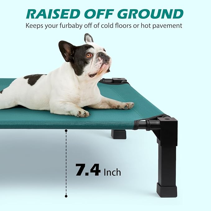 Heeyoo Elevated Dog Bed, Cooling Raised Pet Cot with Chew Proof Washable Breathable Mesh and Metal Frame, Portable Dog Cot Bed with No-Slip Feet for Outdoor or Indoor Use