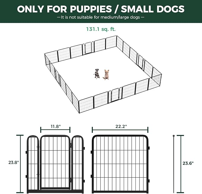 FXW Homeplus Unleashed Indoor Dog Playpen - Stress-Free and Safe Play, Heavy Duty 24 Inch 24 Wire Panels Dog Pen for Puppy and Small Dogs, Black│Patented