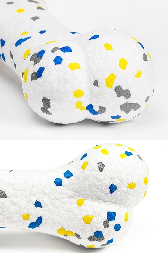 7.28" Indestructible Large Bone Balls for Aggressive Chewers Durable Stick Bouncy Interactive Chew Toy for Dogs Fetch Game Lightweight Floating Outdoor Training, White