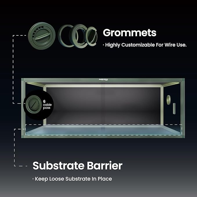 85 Gallon Reptile Tank, Front Opening Snake Tank for Easy Maintenance, Reptile Enclosure with Top Screen Ventilation 48''x24''x18''