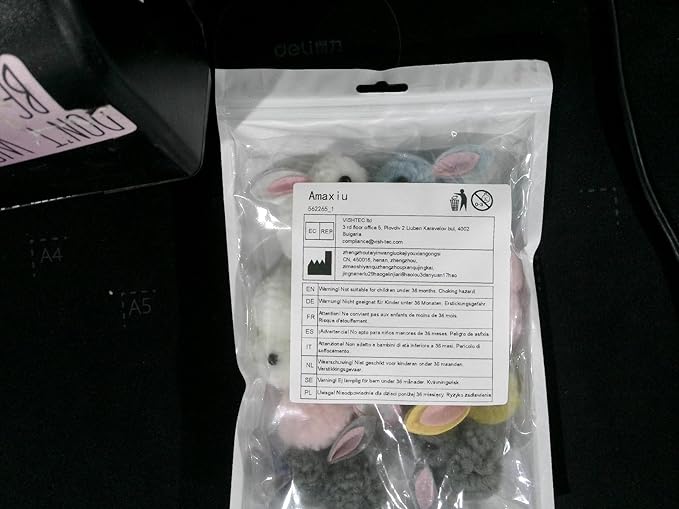 10Pcs Plush Toy Balls, Cute Bunny Shape Kitten Pompom Soft 5.5cm/2.16in Puff Ball Indoor Fun Colorful Cat Ball Toy Pom Pom Balls for Pet