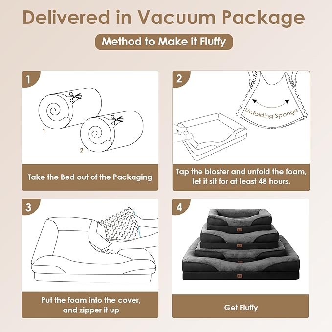 EHEYCIGA Memory Foam XL Dog Bed for XLarge Sized, Extra Large Orthopedic Dog Sofa with Sides and Waterproof Liner, Washable Bolster Pet Bed Couch with Removable Cover, 42x30x7.5 Inch, Grey/Black