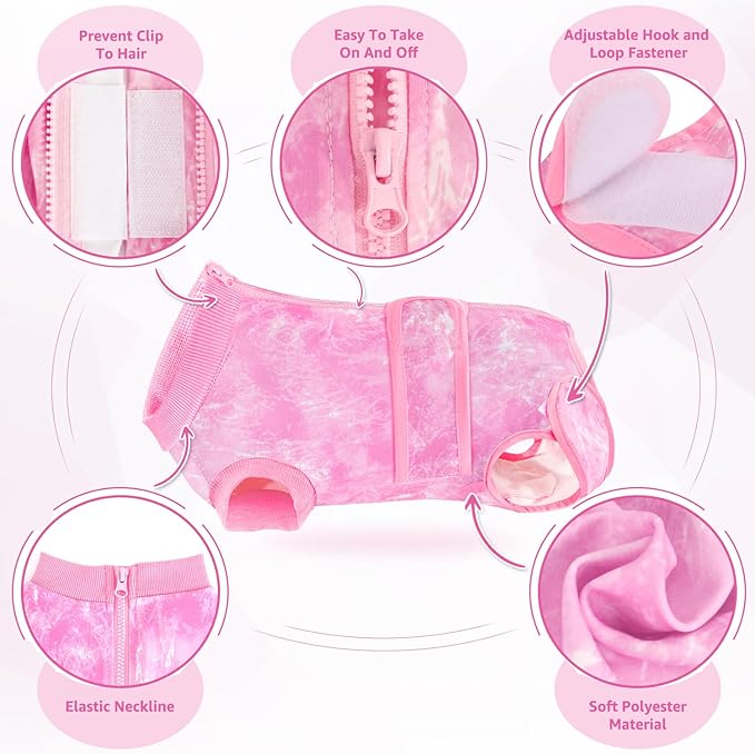 Lukovee Recovery Suit for Dogs, Zipper On Recovery Suit for Female Male Dog, Onesie Abdominal Wounds Cone E-Collar Alternative Prevent Licking Spay Recovery Suit (2TPI,M)
