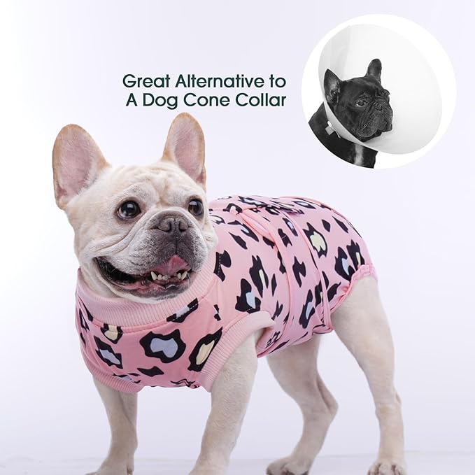 Kuoser Dog Recovery Suit for Dogs After Surgery,Professional Surgical Onesie for Female Male Dogs Spay Neuter,Soft Dog Surgery Suit Bodysuit for Abdominal Wounds Skin Disease,Pink Leopard 2XL