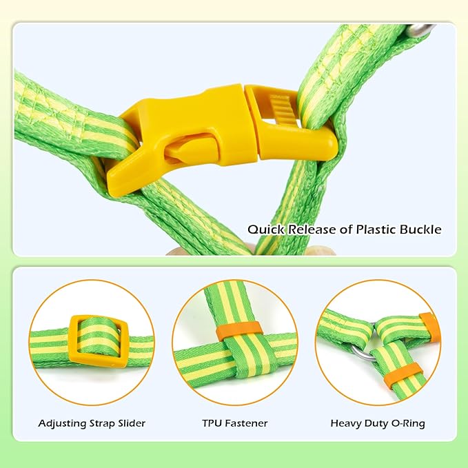 Stripe Step in Dog Harness for Small Dogs, Freedom Nylon Dog Halter Vests, Lightweight and Escape Proof Puppy Harness, Quick Fits for Small Medium and Large Dogs, Green S