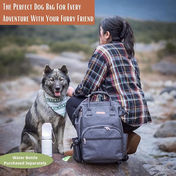 Tito's Closet Dog Travel Bag Includes Dog Travel Accessories 2-Pack Dog Travel Bowl, 2 Dog Food Containers, Dog Treat Bag (Black), DB2024