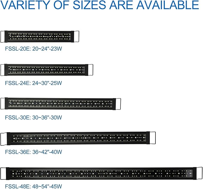 OYO WATER Aquarium LED Light 48"-56" with Timer, 24/7 Cycle, 5 Dimmable Brightness, Sunrise/Sunset Simulation for 10/20/30/55 Gallon Fish Tank