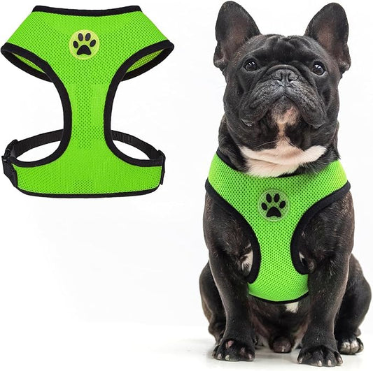 BINGPET No Pull Dog Harness,Soft Mesh Breathable All Weather Vest Harness,Safety Protection Design Durable Adjustable Step-in Easy Walk Dog Harness for Small Medium Large Dogs(Green,L)
