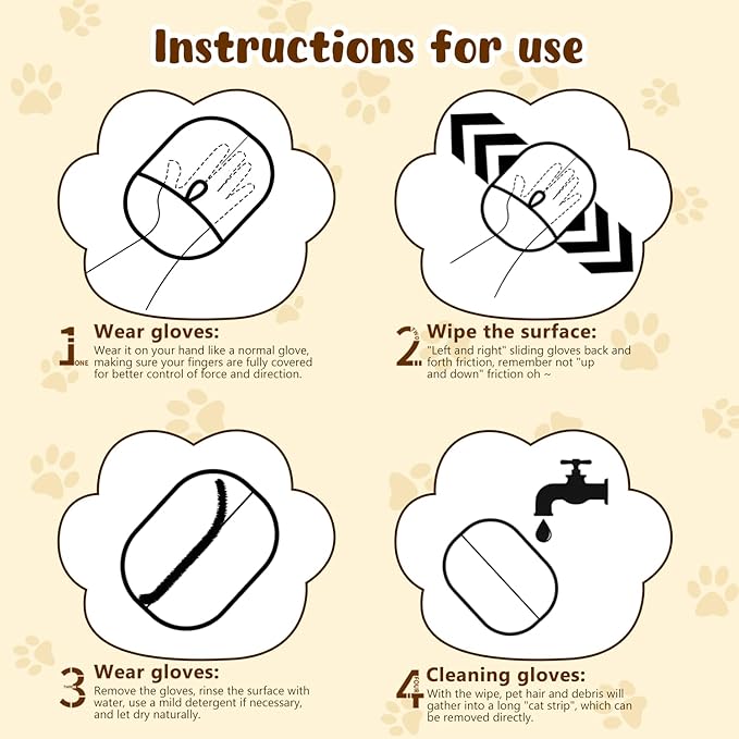 Pet Hair Removal Gloves, Pet Hair Remover Electrostatic Gloves for Cats & Dogs, Washable and Reusable Cat Hair Remover for Cat Beds, Bed Sheets, Sofas, Clothes, Carpets, Curtains (2pcs)